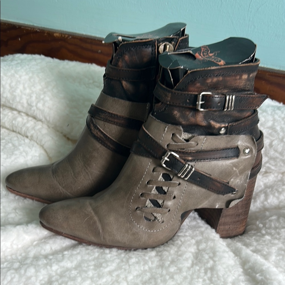 EUC Freebird by Steven Brown and Gray Heeled Boots - Size 8